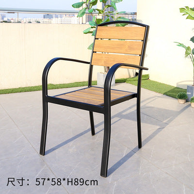 Outdoor Plastic Wood Table And Chair Combination Leisure Anti-corrosion Wood Table And Chair Outdoor Terrace Balcony Table And Chair
