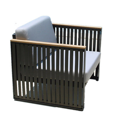 New Chinese Style Outdoor Sofa Simple Rattan Chair Aluminum Alloy Outdoor Rain Proof Balcony Courtyard Rattan Garden Tea Table