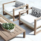 Outdoor Solid Wood Sofa Combination Outdoor Garden Courtyard Teak Home Stay Furniture Outdoor Waterproof Leisure Coffee Table Hotel