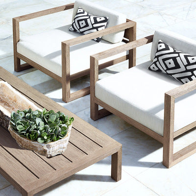 Outdoor Solid Wood Sofa Combination Outdoor Garden Courtyard Teak Home Stay Furniture Outdoor Waterproof Leisure Coffee Table Hotel