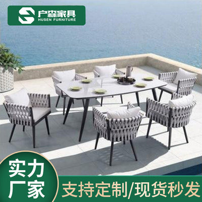Nordic Outdoor Furniture Balcony Model Room Rattan Sofa Table And Chair Combination Garden Hotel Villa Courtyard Rattan Chair
