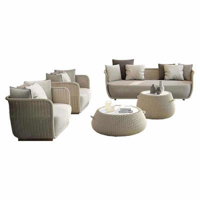 Nordic Outdoor Sofa Balcony Courtyard Rattan Chair Hotel Villa Leisure Rattan Sofa Chair Three Piece Rattan Sofa
