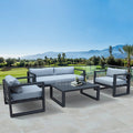 Aluminum Alloy Outdoor Sofa Three Person Balcony Villa Courtyard Office Sofa Tea Table Combination Two Person Industrial Style Sofa