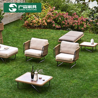 Outdoor Rattan Sofa Outdoor Terrace Leisure Sofa Rattan Chair Balcony Living Room Rattan Woven Bamboo Rattan Sofa Courtyard Sunscreen