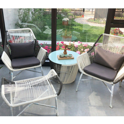 Outdoor Leisure Chair Balcony Rattan Chair Three Piece Set Indoor Courtyard Garden Rattan Sofa Small Tea Table Combination