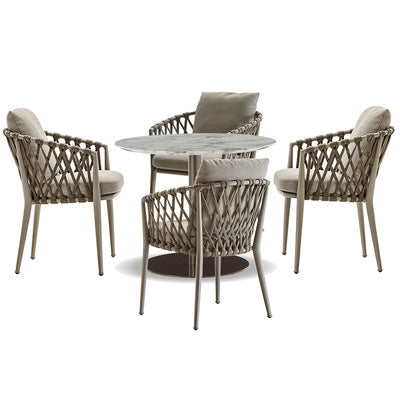 Nordic Leisure Rattan Woven Outdoor Dining Table Chair Tea Table Outdoor Courtyard Cafe Rattan Chair Furniture Garden Terrace Balcony
