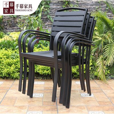 Qianmu Outdoor Iron Plastic Wood Table And Chair Combination Balcony Garden Outdoor Open-air Courtyard Cafe Dining Table And Chair