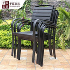 Qianmu Outdoor Iron Plastic Wood Table And Chair Combination Balcony Garden Outdoor Open-air Courtyard Cafe Dining Table And Chair