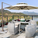 Outdoor Tables And Chairs Courtyard With Umbrella Outdoor Outdoor Balcony Tengbian Courtyard Garden Waterproof Tea Table Rattan Chair Combination Furniture