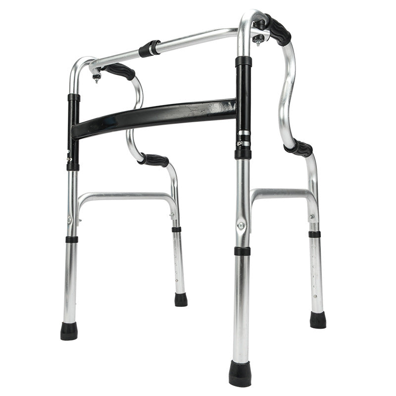 Foldable Stainless Steel Walker Four Legged Crutch for the Elderly
