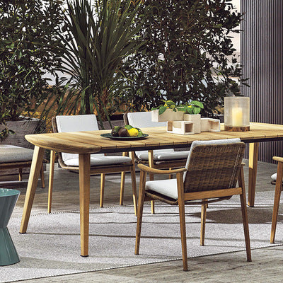Nordic Outdoor Teak Rattan Tables And Chairs Courtyard Garden Villa Hotel Home Stay Model Room Outdoor Furniture Matching