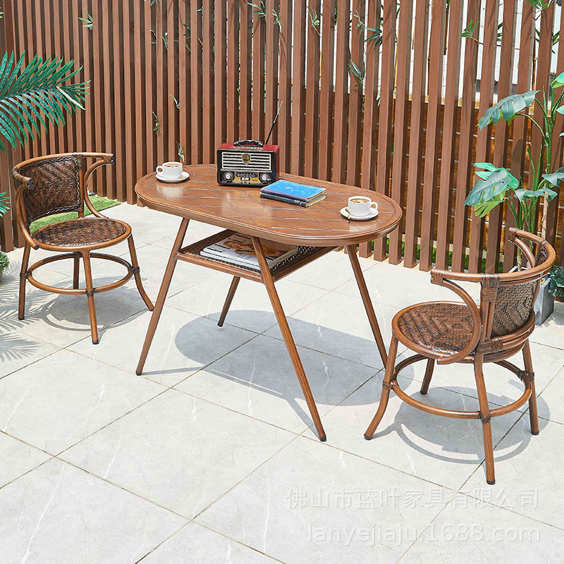Outdoor Garden Leisure Rattan Chair Three Piece Set Courtyard Balcony Tables And Chairs Milk Tea Shop Coffee Shop Outdoor Tables And Chairs Combination