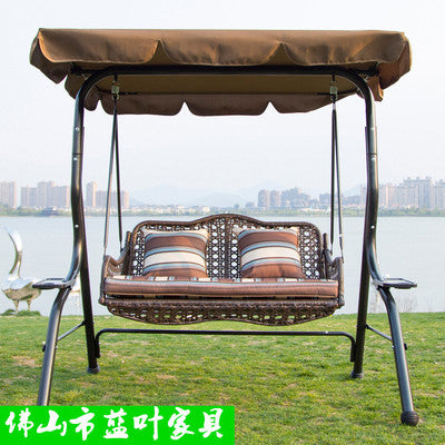 Outdoor Courtyard Double Basket Swing Household Rocking Chair Balcony Chair Garden Rattan Chair Iron Leisure Outdoor Swing