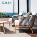 Outdoor Solid Wood Leisure Sofa Double Single Sofa Combination Outdoor Courtyard Garden Terrace Balcony Rattan Sofa