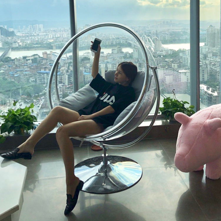 Nordic wind net red glass ball transparent bubble chair hemisphere hanging chair space chair acrylic hanging basket girl heart room