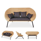 Modern Terrace Outdoor Single Rattan Sofa Simple Outdoor Double Recliner Combination Leisure Outdoor Furniture