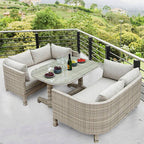 Outdoor Rattan Sofa Balcony Hotel Courtyard Rattan Chair Three Outdoor Imitation Rattan Tables And Chairs Combination Storage Double Sofa