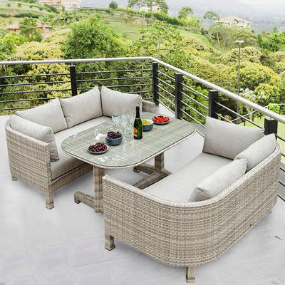 Outdoor Rattan Sofa Balcony Hotel Courtyard Rattan Chair Three Outdoor Imitation Rattan Tables And Chairs Combination Storage Double Sofa