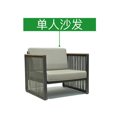 New Chinese Style Outdoor Sofa Simple Rattan Chair Aluminum Alloy Outdoor Rain Proof Balcony Courtyard Rattan Garden Tea Table