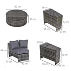 Outdoor Patio Furniture Sets, 4-Piece Outdoor Wicker Half-Moon Sectional Conversation Sofa Sets with 2 Double Half-Moon Sofa, 1 Coffee Table, 1 Side Table