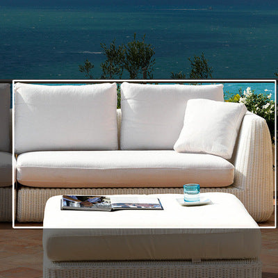 Outdoor Rattan Chair Sofa Pastoral Leisure Rattan Cloth Sofa Combination Large And Small Family Living Room Corner Rattan Sofa