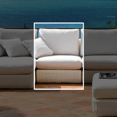 Outdoor Rattan Chair Sofa Pastoral Leisure Rattan Cloth Sofa Combination Large And Small Family Living Room Corner Rattan Sofa