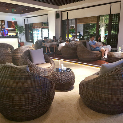 Balcony Table Chair Rattan Chair Three Piece Set Outdoor Courtyard Leisure Rattan Round Sofa Single Table Combination