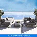 Aluminum Alloy Outdoor Sofa Three Person Balcony Villa Courtyard Office Sofa Tea Table Combination Two Person Industrial Style Sofa