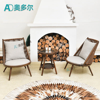 Balcony Leisure Table And Chair Combination Rattan Single Sofa Chair Outdoor Courtyard Garden Terrace Rattan Chair Tea Table Set