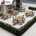 Qianmu Modern Simple Outdoor Tables And Chairs Milk Tea Shop Coffee Shop Outdoor Leisure Table Courtyard Plastic Wood Table And Chair Combination
