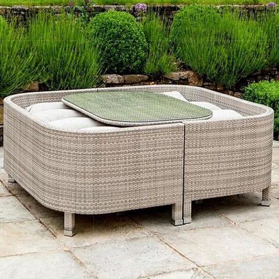 Outdoor Rattan Sofa Balcony Hotel Courtyard Rattan Chair Three Outdoor Imitation Rattan Tables And Chairs Combination Storage Double Sofa