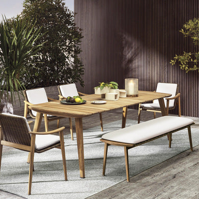 Nordic Outdoor Teak Rattan Tables And Chairs Courtyard Garden Villa Hotel Home Stay Model Room Outdoor Furniture Matching