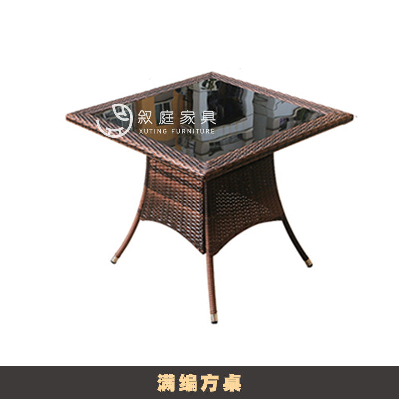 Outdoor Rattan Leisure Chairs and Table Set, 4 Chairs and 1 Table