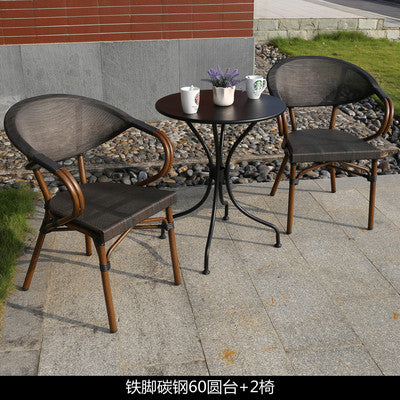 Outdoor Leisure Courtyard Net Cloth Bamboo Rattan Chair Balcony Cafe Five Piece Set Of Combined Tables And Chairs Open-air Restaurant Tables And Chairs