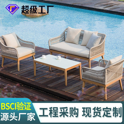 Rattan Woven Outdoor Sofa Combination Courtyard Hotel B B Outdoor Furniture Outdoor Leisure Tables And Chairs Rattan Chair Dining Chair Sunscreen