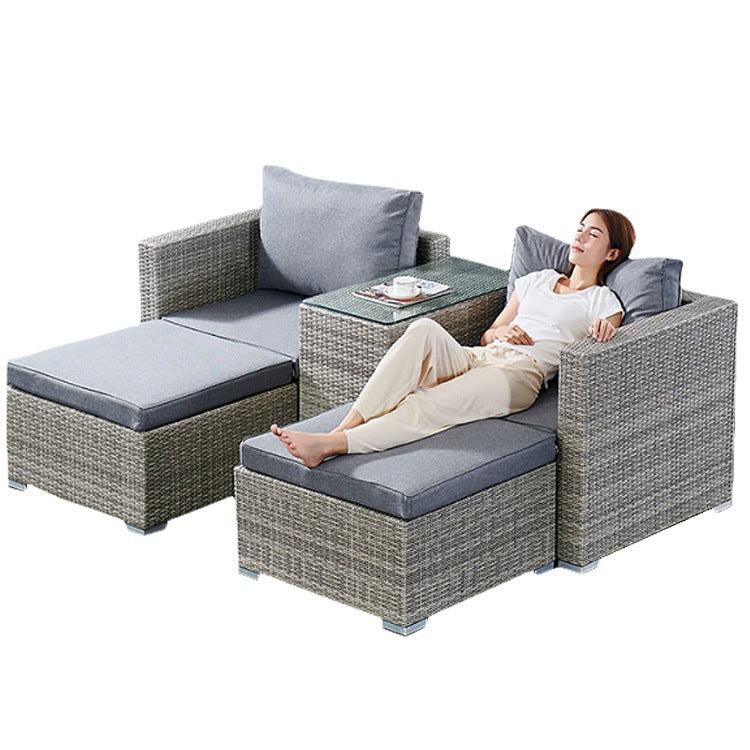 5 Pieces Patio Furniture Set All Weather PE Rattan Patio Conversation Sets