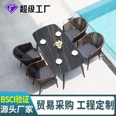 Outdoor Tables And Chairs Rattan Chairs Outdoor Furniture Leisure Tables And Chairs Courtyard Villa Hotel Outdoor Tables And Chairs Combination Rock Board