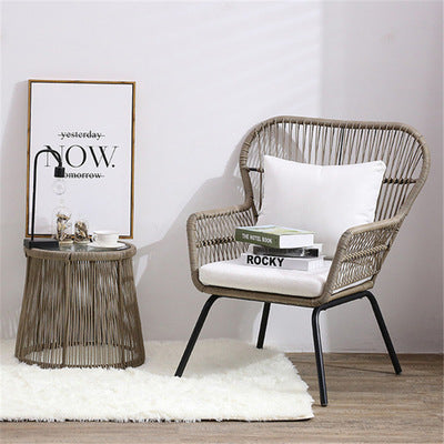Modern Simple Outdoor Rattan Table And Chair Furniture Outdoor Breathable Balcony Chair Aluminum Alloy Leisure Rattan Chair Three Piece Set