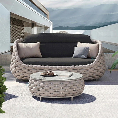 Outdoor Sofa Courtyard Leisure Sofa Chair Outdoor Furniture Three Piece Combination Nordic Rattan Art Sofa