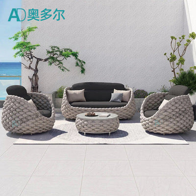Outdoor Sofa Courtyard Leisure Sofa Chair Outdoor Furniture Three Piece Combination Nordic Rattan Art Sofa