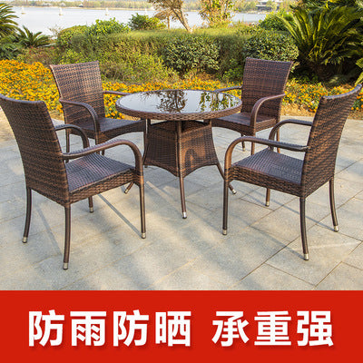 Outdoor Tables And Chairs Rattan Chair Combination Courtyard Balcony Leisure Rattan Terrace Outdoor Garden Waterproof Sunscreen Chair Coffee Table