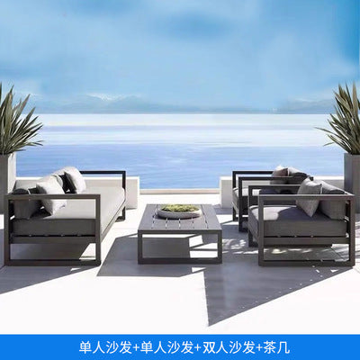 Aluminum Alloy Outdoor Sofa Three Person Balcony Villa Courtyard Office Sofa Tea Table Combination Two Person Industrial Style Sofa