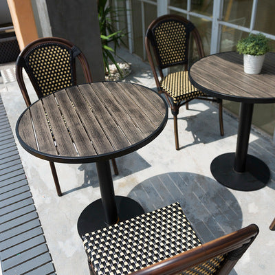 Milk Tea Shop Coffee Shop Outdoor Leisure Tables And Chairs PE Imitation Rattan Tables And Chairs American Rattan Chairs Three Piece Tea Table