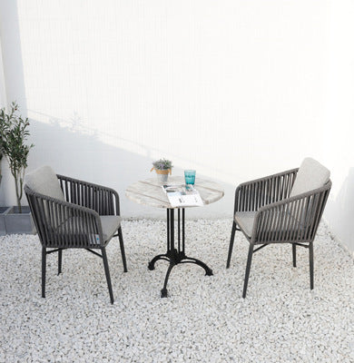 Outdoor Leisure Metal Tables And Chairs Outdoor Coffee Shop Milk Tea Shop Balcony Rattan Chair Three Piece Rope Braided Terrace Tables And Chairs