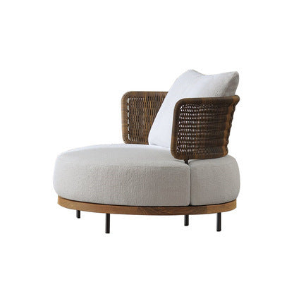 Outdoor Sofa Courtyard Leisure Rattan Furniture Solid Wood High-end Villa Rattan Chair Sofa Open-air Garden Sofa Combination