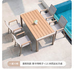 Imitation Wood Teslin Net Cloth Outdoor Tables And Chairs Courtyard Balcony Leisure Tables And Chairs Combination Aluminum Alloy Rattan Chair Outdoor Furniture
