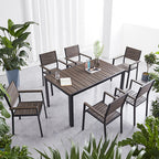Outdoor Plastic Wood Tables And Chairs Courtyard Garden Villa Outdoor Tables And Chairs Combination Milk Tea Shop Coffee Shop Leisure Plastic Wood Tables And Chairs