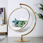 Golden Stand Acrylic Landing Bubble Chair with White Cushion Stocked in US Freeshipping