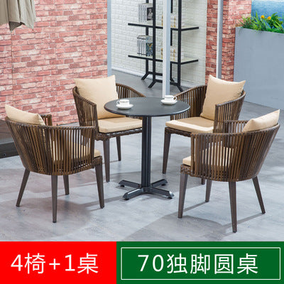 Outdoor Tables And Chairs Courtyard Balcony Outdoor Leisure Outdoor Terrace Garden Waterproof Tea Table Combination Rattan Chair