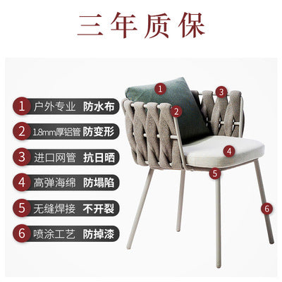 Outdoor Leisure Dining Table And Chair Combination Outdoor Balcony Single Rattan Chair Three Piece Villa Courtyard Garden Terrace Furniture